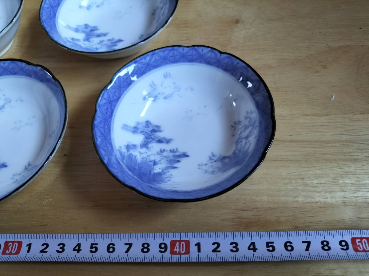 華彩　小皿　食器　瀬戸物　小料理　昭和　レトロ　アンティーク　コレクション　絵皿　5個セット_画像2