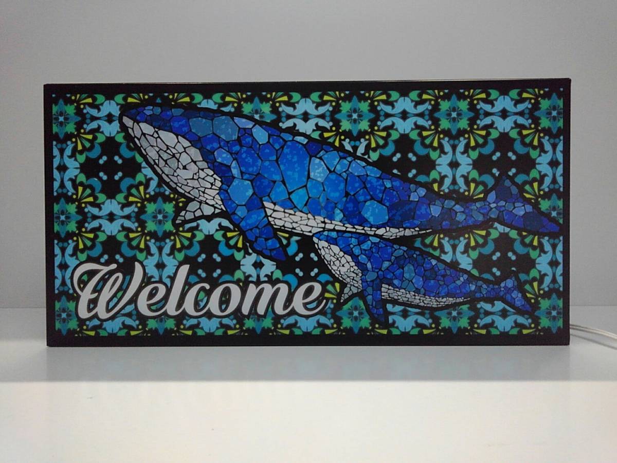 welcome Open welcome .. business middle home Cafe welcome board whale stained glass manner signboard ornament miscellaneous goods LED light BOX