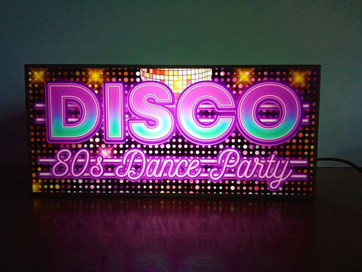 ディスコ DISCO クラブ ダンス 80s ダンスホール ヒップホップ テクノ ソウル ラップ サイン 看板 置物 雑貨 ライトBOX 電飾看板 電光看板_画像1