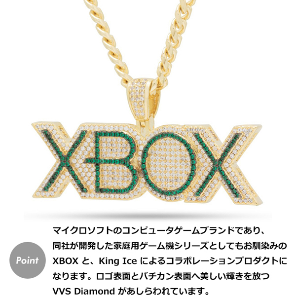 【SALE】【ワンサイズ】King Ice×Xbox キングアイス×エックスボックス ネックレス ゴールド Emerald Xbox Necklace メンズ 男性_画像2