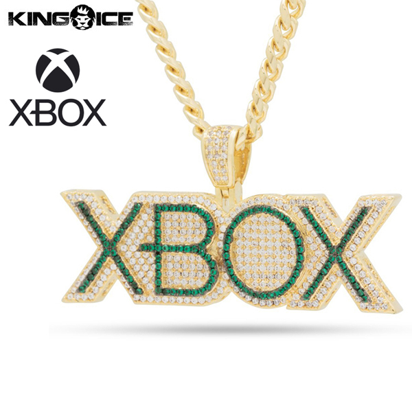 【SALE】【ワンサイズ】King Ice×Xbox キングアイス×エックスボックス ネックレス ゴールド Emerald Xbox Necklace メンズ 男性
