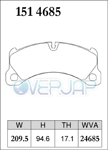 X1514685 DIXCEL Xタイプ ブレーキパッド フロント用 PORSCHE(ポルシェ) CAYENNE(958) 92ACEY 2014/10～2017/12 3.6 V6 TURBO_画像2