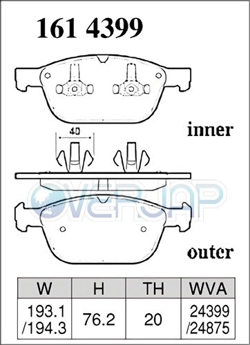 P1614399 DIXCEL Premium ブレーキパッド フロント用 ボルボ XC90 CB6324AW 3.2 AWD Floating Caliper 2POT(フロント：328mm DISC)_画像2