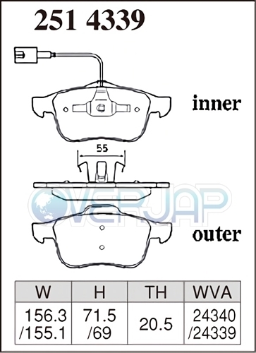 Z2514339 / 2553760 DIXCEL Zタイプ ブレーキパッド 1台分セット ALFAROMEO(アルファロメオ) BRERA 93922S 2006/4～2008/3 2.2 JTS AT_画像2