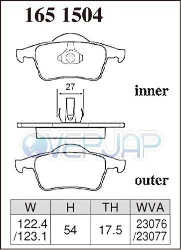 P1611443 / 1651504 DIXCEL Premium ブレーキパッド 1台分セット ボルボ V70(I) 8B5234AW/8B5244AW 1997/7～2000/3 R AWD 車台No.587597～_画像3