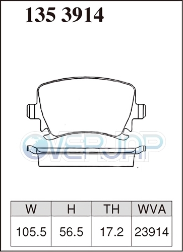 X1353914 DIXCEL Xタイプ ブレーキパッド リヤ用 VW GOLF VI 1KCBZ 2009/4～2013/4 1.2 TSI Trendline PR No.1KF/1KE(TRW・LUCAS)_画像2