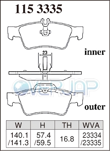 P1153335 DIXCEL プレミアム ブレーキパッド リヤ用 メルセデスベンツ W211(SEDAN) 211070 2002/6～2006/7 E500 Sport Package含む_画像2