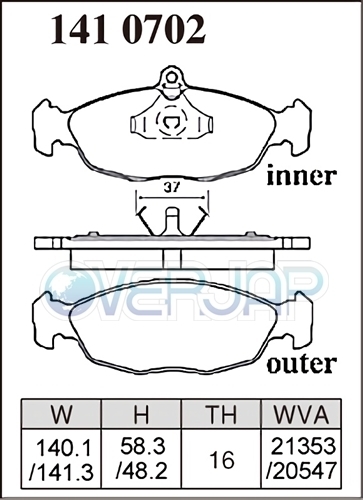 P1410702 DIXCEL プレミアム ブレーキパッド フロント用 OPEL(オペル) VITA(XG系) XG120 1999～2001/2 1.2 16V_画像2