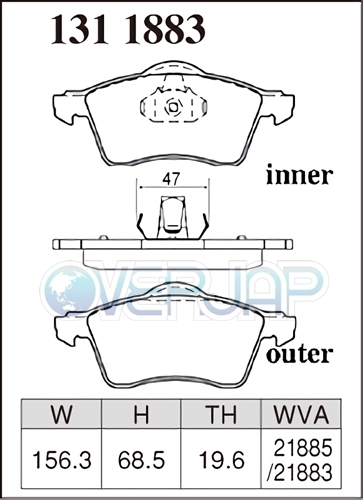 P1311883 DIXCEL Premium ブレーキパッド フロント用 VW VANAGON/TRANSPORTER 70AAF/70ACU T4 MODEL フロント：ATE(280x24mm DISC)_画像2