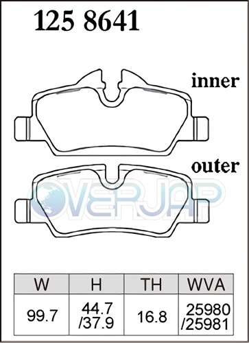 P1258641 DIXCEL プレミアム ブレーキパッド リヤ用 BMW MINI CONVERTIBLE(F57) WG15/WJ15M 2016/12～ COOPER_画像2