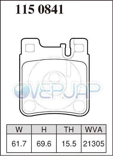 P1150841 DIXCEL プレミアム ブレーキパッド リヤ用 MERCEDESBENZ(メルセデスベンツ) W140 140050/140056 1994/8～1998/10 S500/S600_画像2