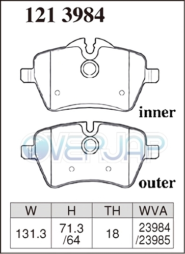 X1213984 DIXCEL Xタイプ ブレーキパッド フロント用 MINI (R50/R52/R53) RA16/RE16/RF16/RH16 2002～ ONE/COOPER/COOPER S JCW GP KIT_画像2