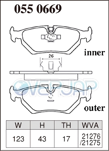 X0510705 / 0550669 DIXCEL Xタイプ ブレーキパッド 1台分セット ジャガー XJ6/SOVEREIGN(XJ40) JLD/JLG 3.2/4.0 車台No.667829～708757_画像3