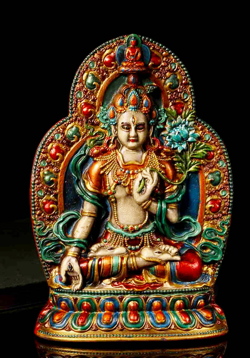 066 清代 仏教美術 チベット密教 擦擦 仏像 古珍材製 仏教古美術_画像2