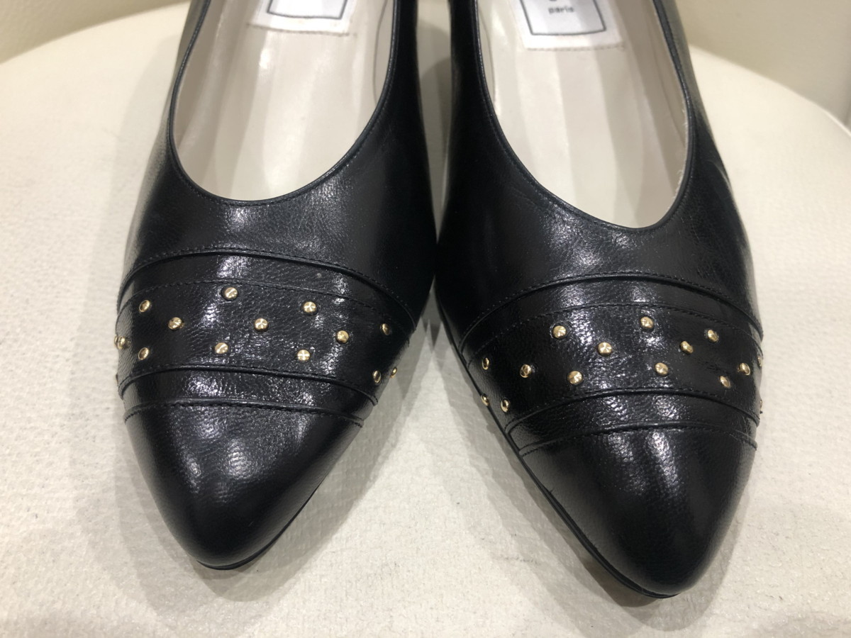 #[YS-1]emanyu L Ungaro pumps # black 24cm 6 half heel height 5cm # Emanuel Ungaro # there is defect [ Tokyo departure personal delivery possibility ]K#