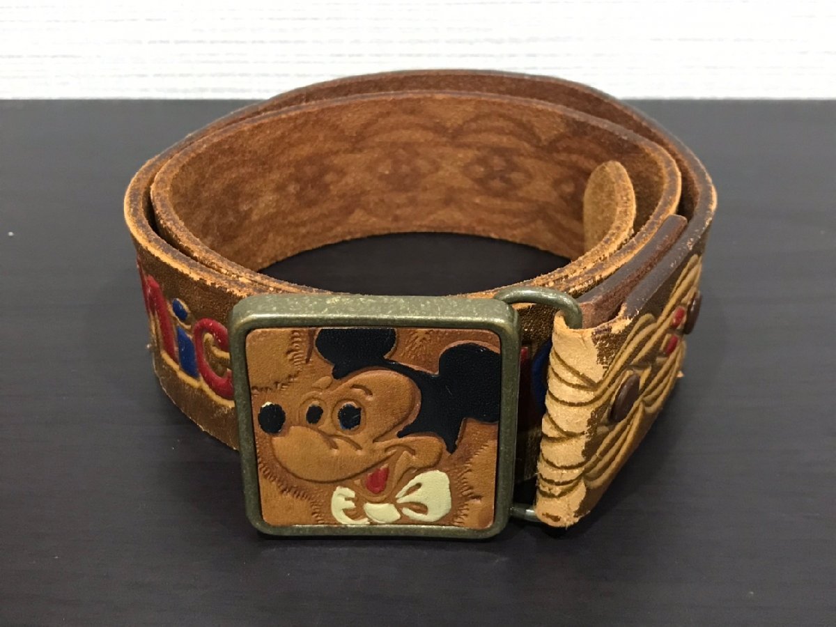 □ ディズニー 5穴 Disney □K バックル分離不可 ベルト ミッキー