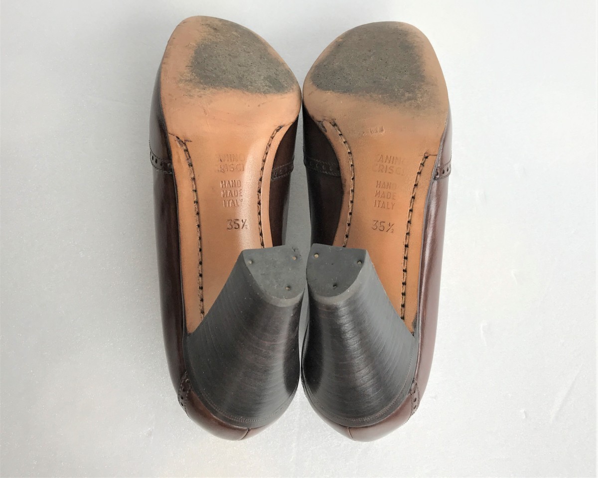 #[YS-1] tongue no Chris chi-# Wing chip pumps # original leather Brown light brown group # 23cm 35 half [ Tokyo departure personal delivery possibility ]#D