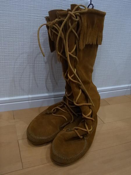 【YS-1】ミネトンカ ロングブーツ■茶系 24cm MINNETONKA■K_画像1