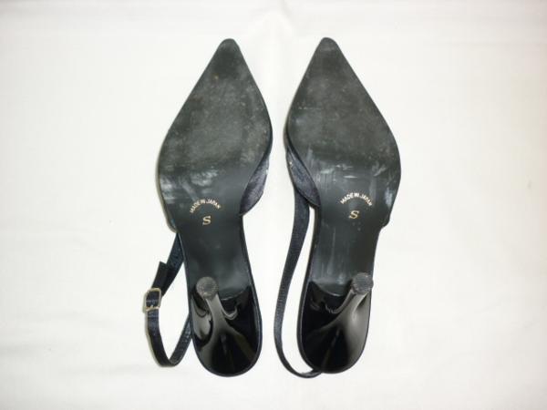 [YS-1]# Queens Court QUEENS COURT lady's po Inte dotu sling back pumps black color series size S made in Japan 