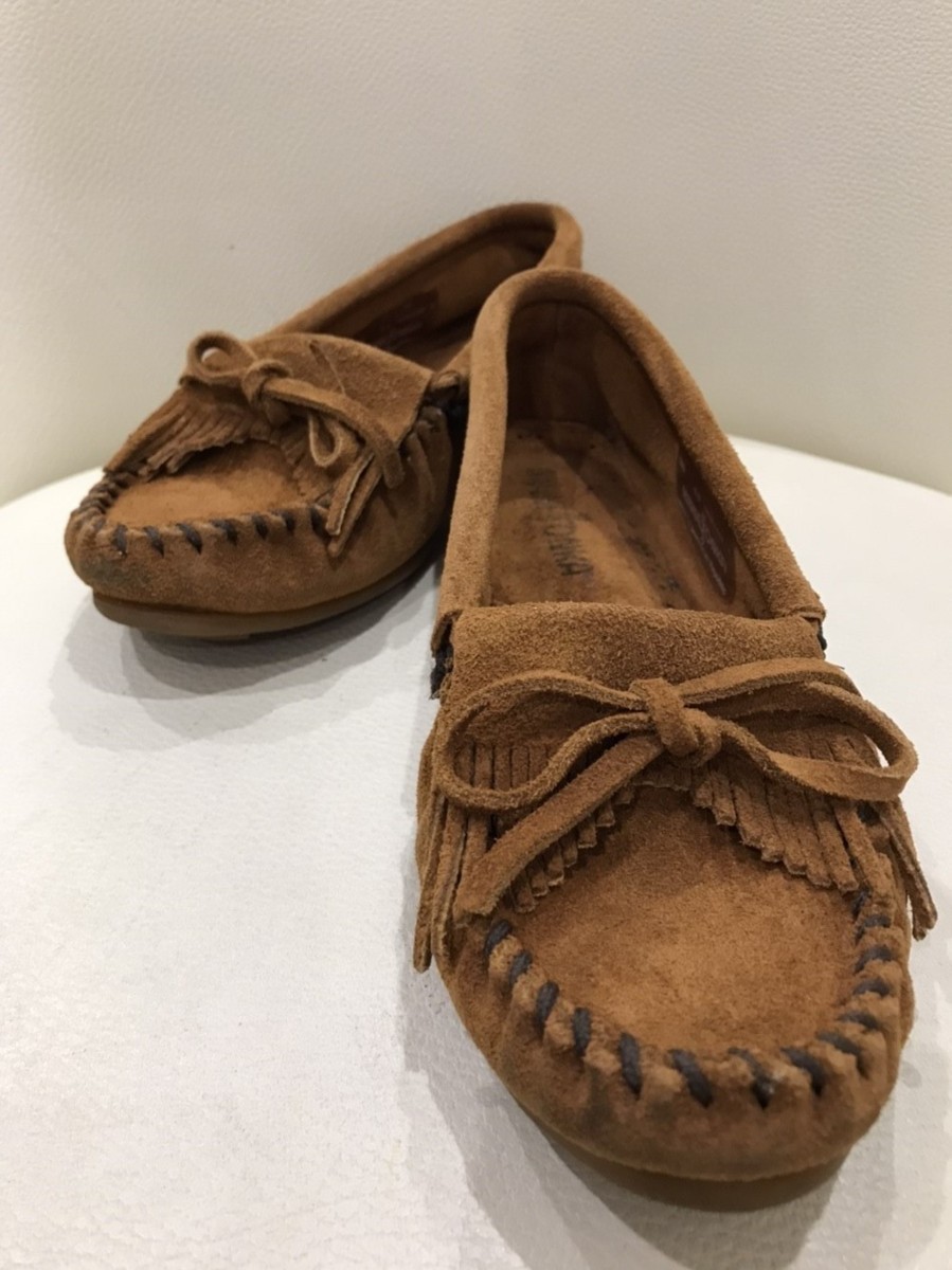 ■【YS-1】 ミネトンカ モカシン ローヒール パンプス ■ 茶系 23,5cm 5,5 Minnetonka 【東京発 手渡し可能】K■_画像1