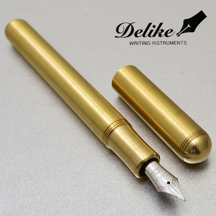 ◆●【DELIKE/ディライク】真鍮万年筆 弾丸のようなボディ 金属製 アンティークゴールドカラー リング EF 極細 新品 単品発送/MN1GR-EFS_画像1