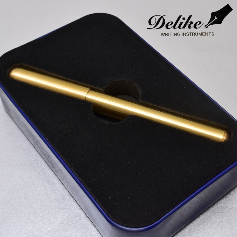 ◆●【DELIKE/ディライク】真鍮万年筆 弾丸のようなボディ 金属製 アンティークゴールドカラー リング EF 極細 新品 単品発送/MN1GR-EFS_画像8