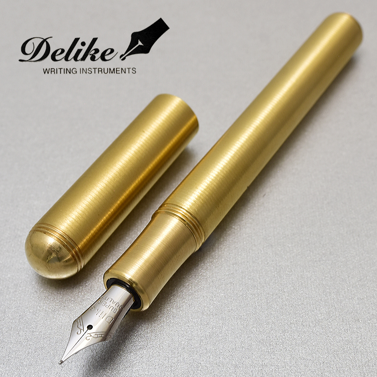 ◆●【DELIKE/ディライク】真鍮万年筆 弾丸のようなボディ 金属製 アンティークゴールドカラー リング EF 極細 新品 単品発送/MN1GR-EFS_画像2