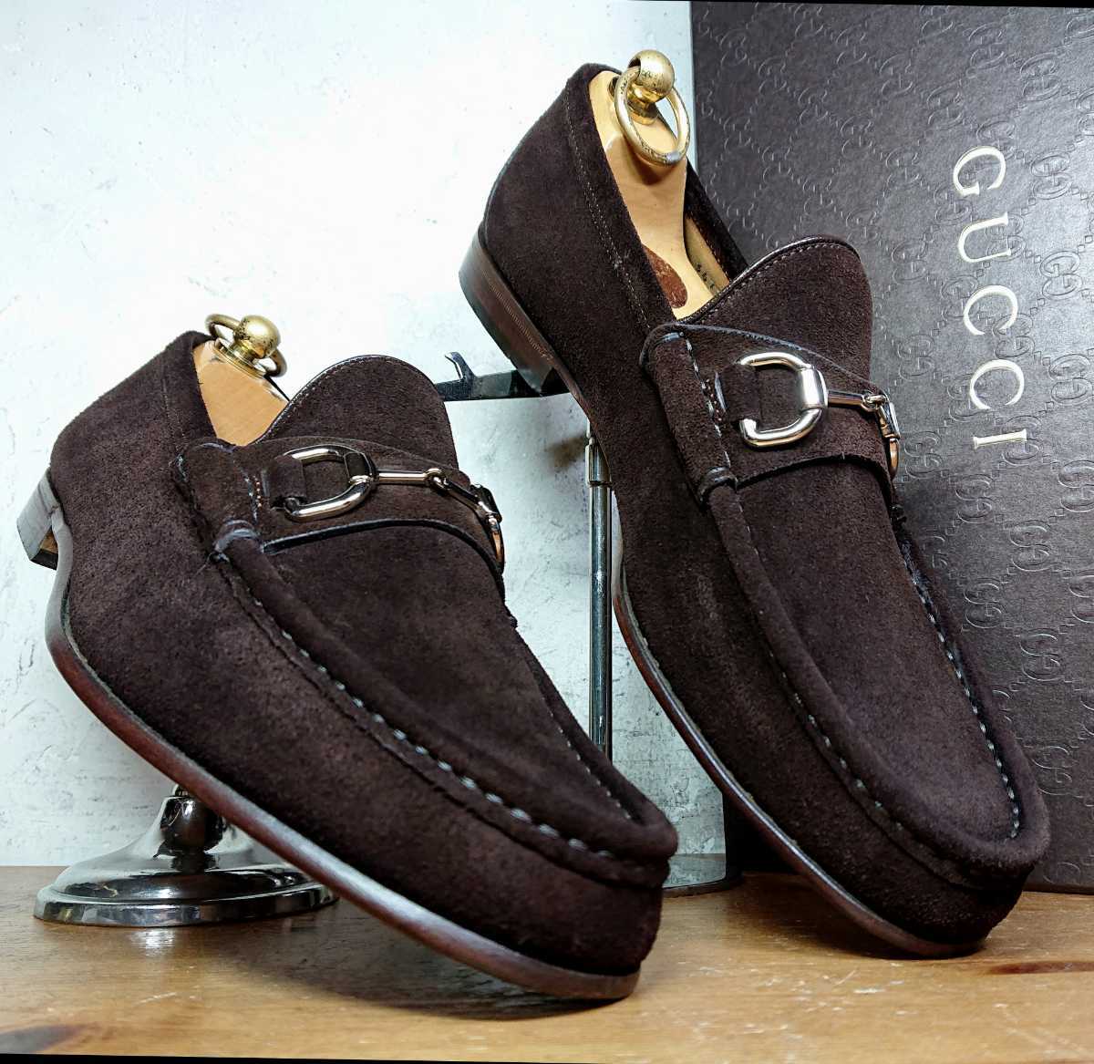 美品】ITALY製 オールドグッチ/GUCCI ホースビットローファー 40E