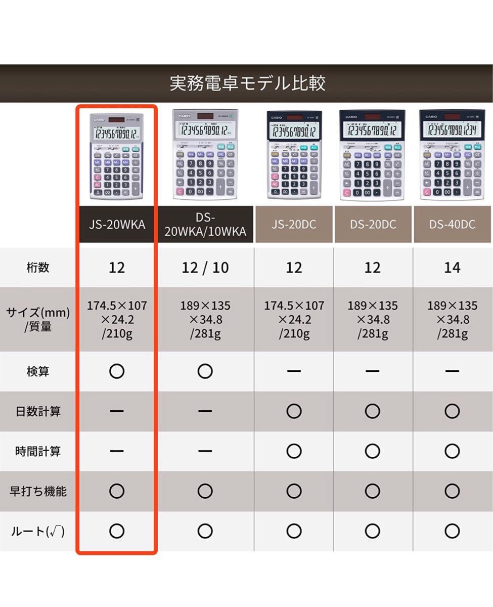 カシオ 本格実務電卓 12桁 グリーン購入法適合 JS-20WKA-SR-N