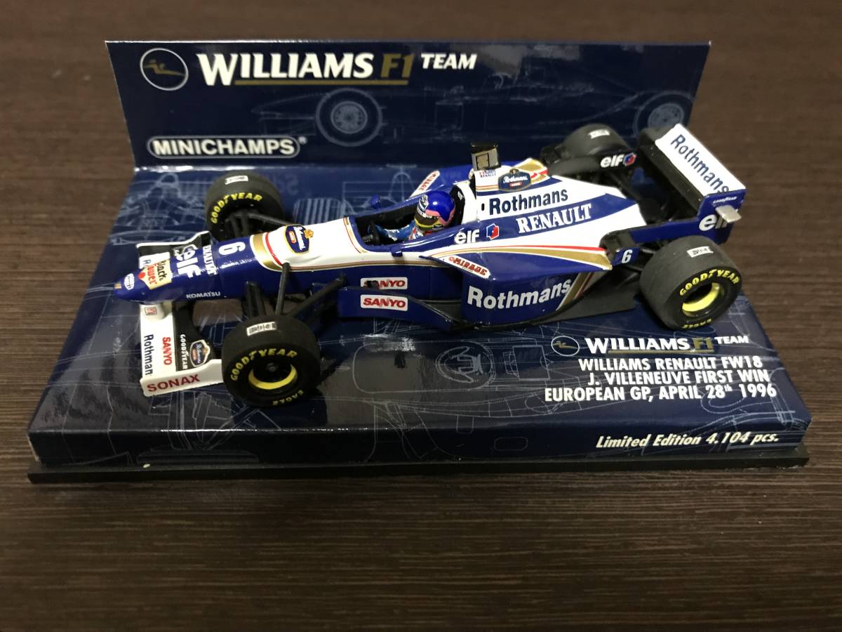 1/43 MINICHAMPS 【Rothmans】 ウィリアムズ・ルノー FW18 #6 J.ヴィルヌーブ ヨーロッパGP優勝 1996_画像2
