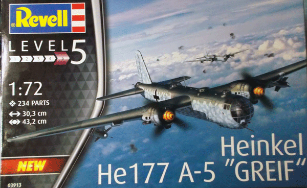 レベル/1/72/ドイツ空軍ハインケルHe-177 A-5グライフ四発爆撃機(見た目は双発/フリッツⅩ対艦誘導ミサイル装備)/未開封未組立品