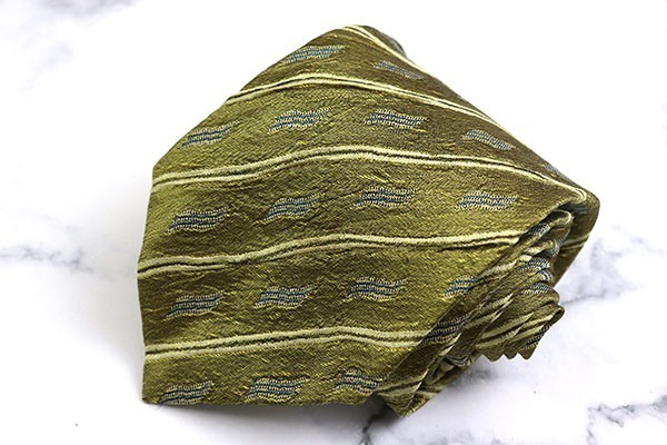 498 jpy ~ Issey Miyake stripe pattern made in Japan brand necktie men's Gold gold superior article 