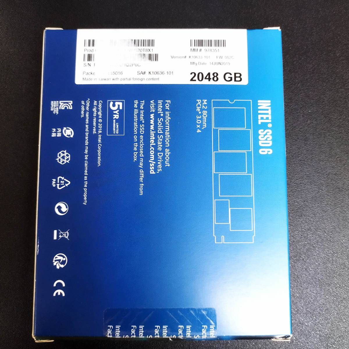 美品 Intel m.2 ssd NVMe 2TB ソリダイム Solidigm 3D NAND インテル SSD660Pシリーズ SSDPEKNW020T8X1_画像2