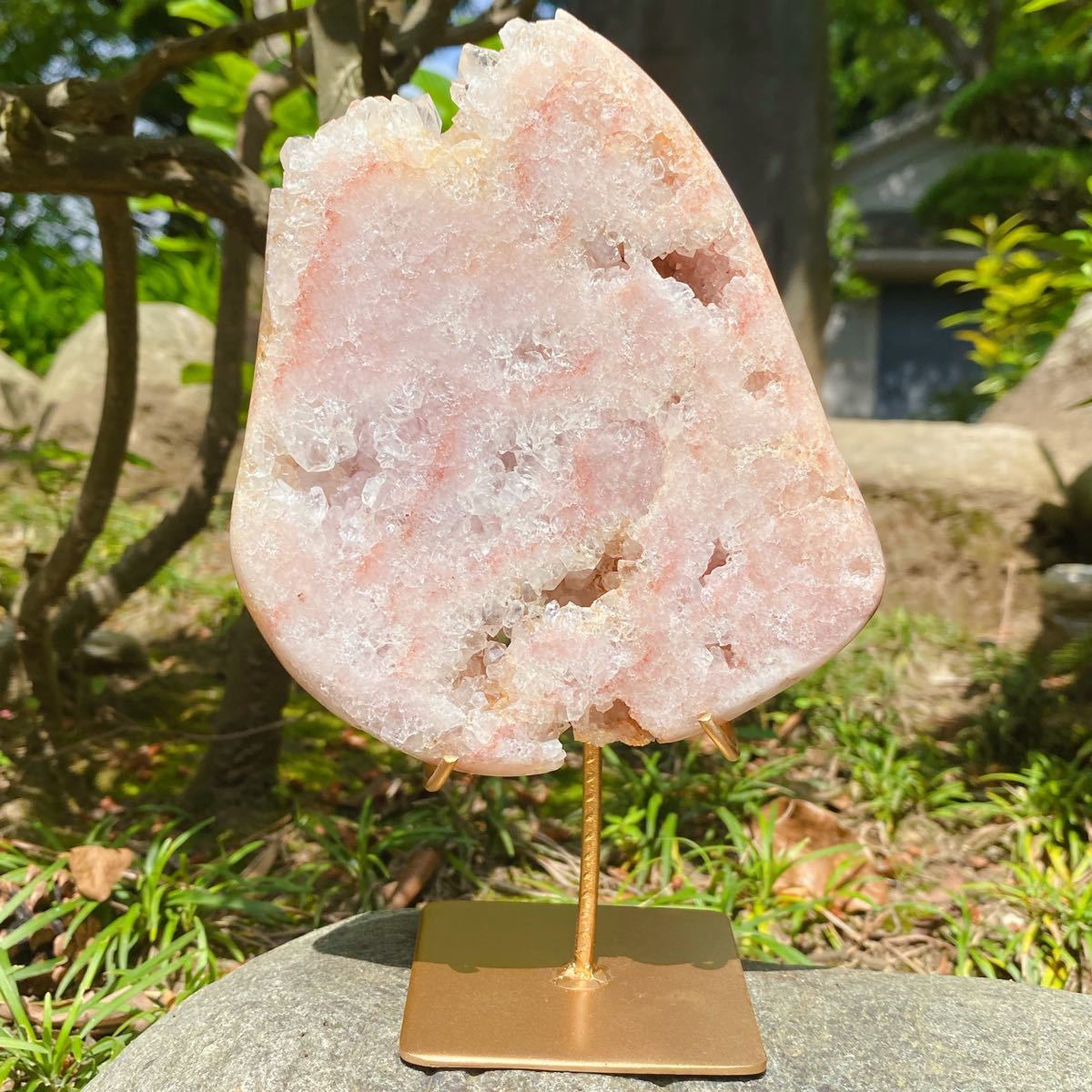 Druzy ピンクアメジスト キラキラレインボー ピンク水晶-