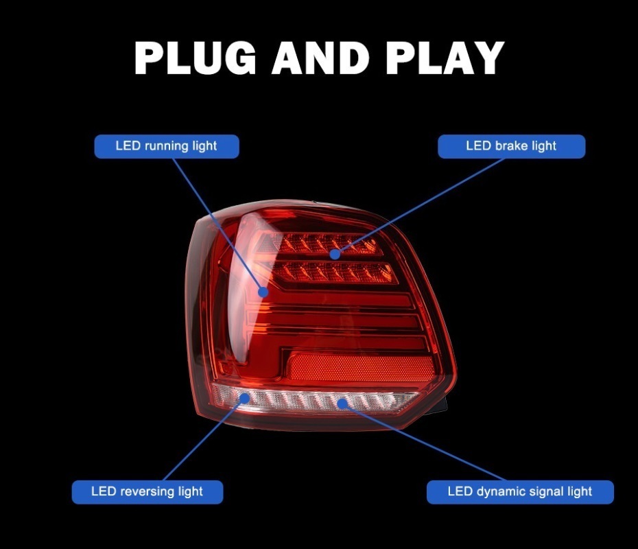 テールライト フォルクスワーゲン ポロ 6R テールランプ POLO LED レッド AOKEDING_画像3