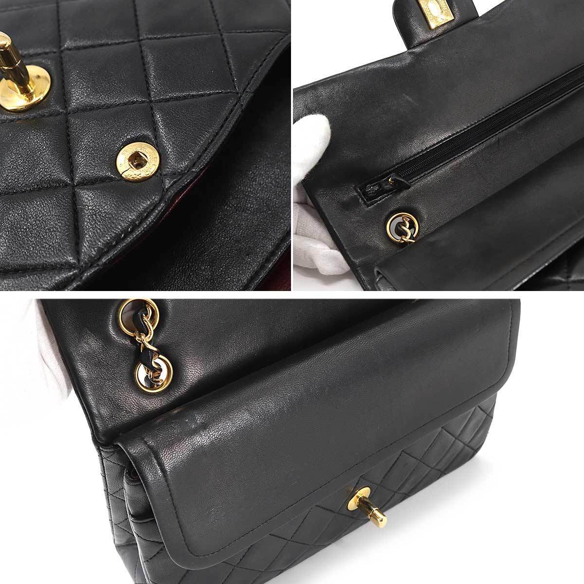 シャネル CHANEL マトラッセ 金具 バッグ ショルダー レザー チェーン ブラック 25 ヴィンテージ Matelasse Bag ゴールド A01112