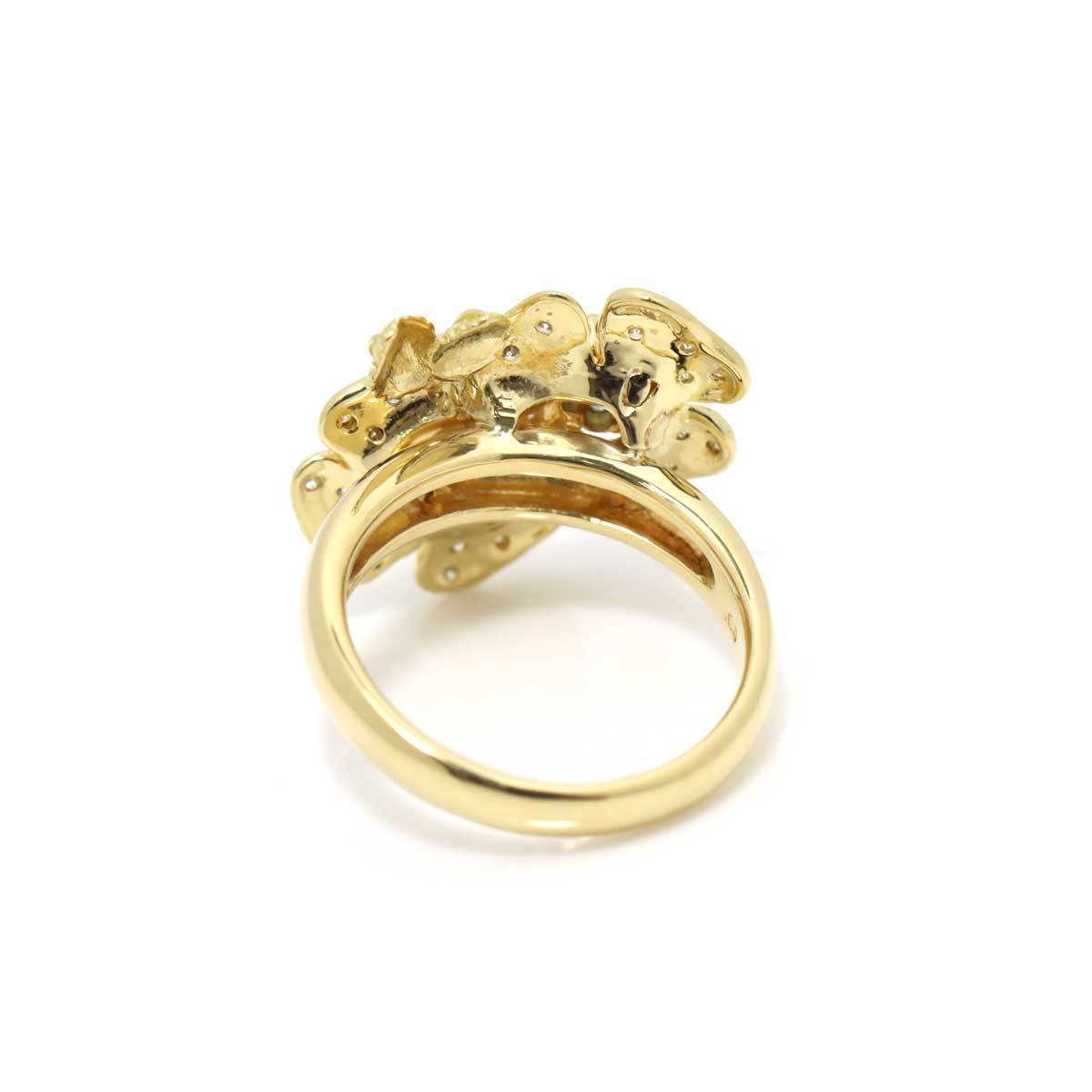 リング 11号 ブルートリート ダイヤ 0.36ct/0.25ct K18 YG イエロー