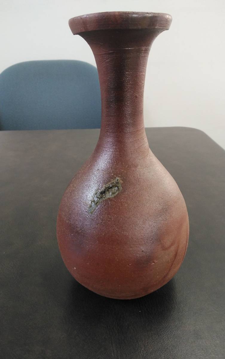 正規販売店】 □備前焼 中古品 MY062 的野求 花入れ 木箱無し