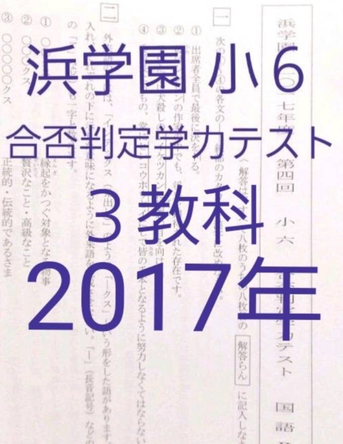 きれい 浜学園 小6 2017年版 合否判定学力テスト 中学受験 難関 最