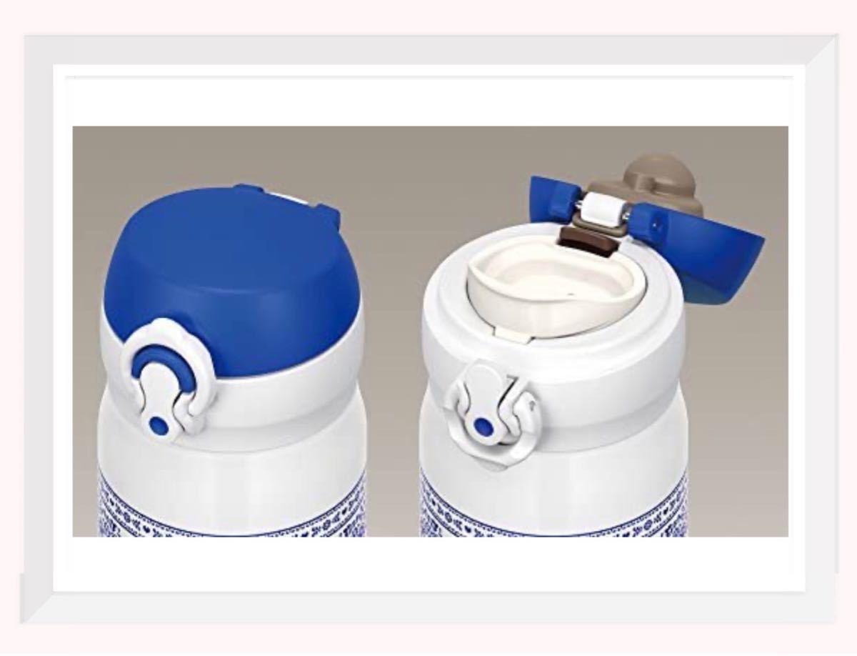 【THERMOS】水筒 真空断熱ケータイマグ ワンタッチオープンタイプ 0.4L ☆ ブルーホワイト ☆