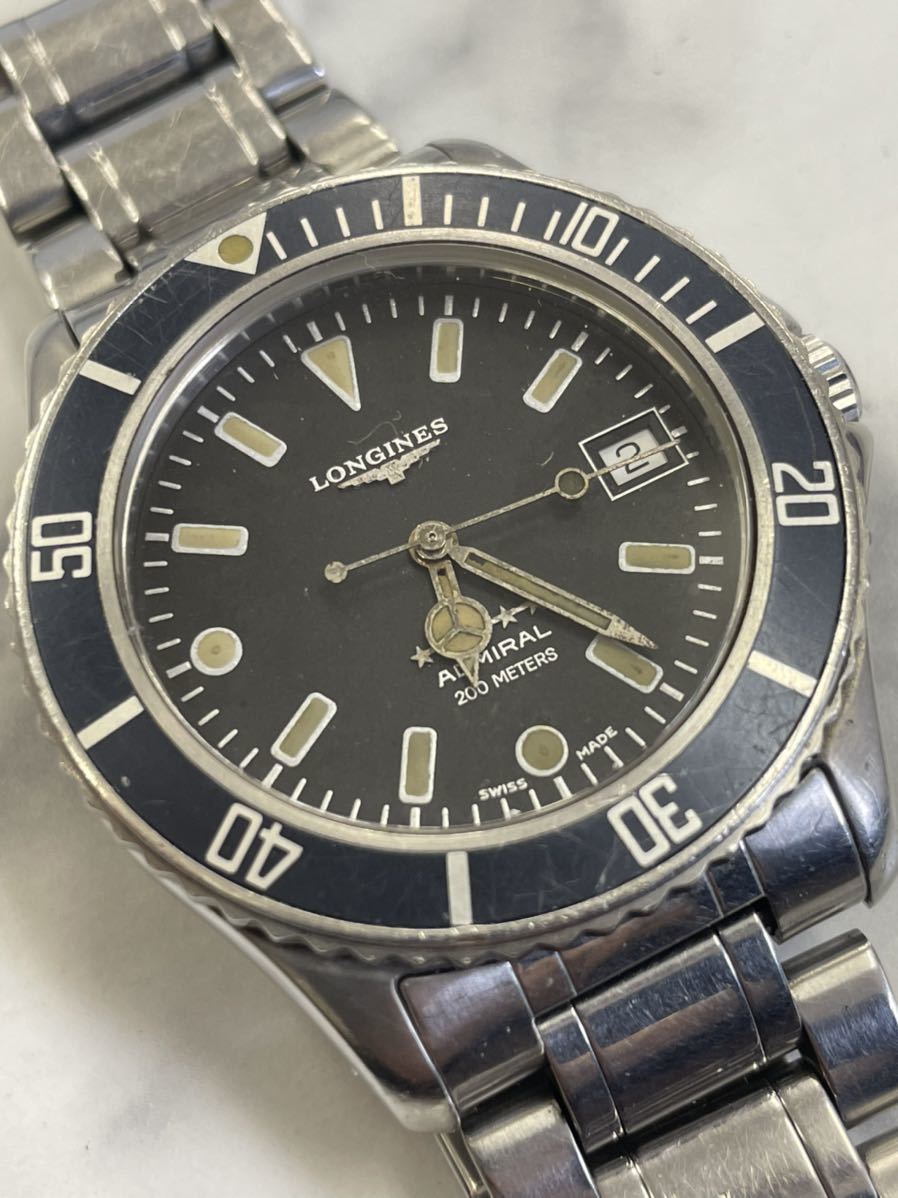 稼働品・LONGINES ロンジン ADMIRAL アドミラル ファイブスター 200METERS ダイバー 自動巻き メンズ 腕時計 デイト 純正ベルト//WA130_画像1