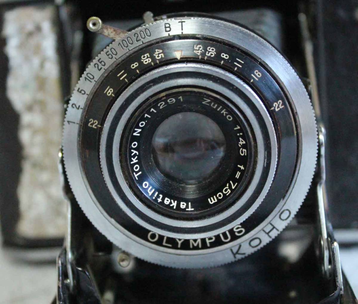 [me464]中判 スプリングカメラ オリンパス OLYMPUS TOKYO Takatiho 7.5cm f4.5 75mm 1:4.5 タカチホ　革ケース camera　_画像5