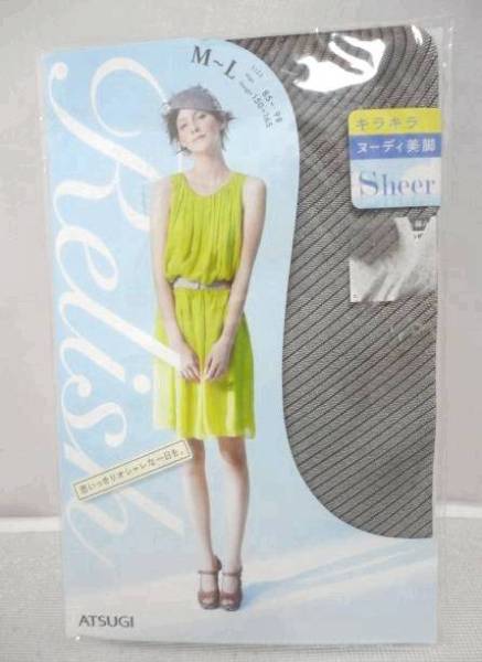  new goods ATSUGI Relish rely shu net tights Kirakira n-ti beautiful legs stockings M-L black 