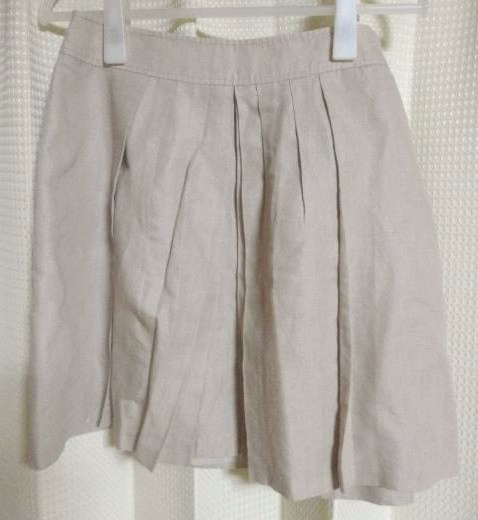 green label relaxing United Arrows cotton flax . box pleated skirt 40