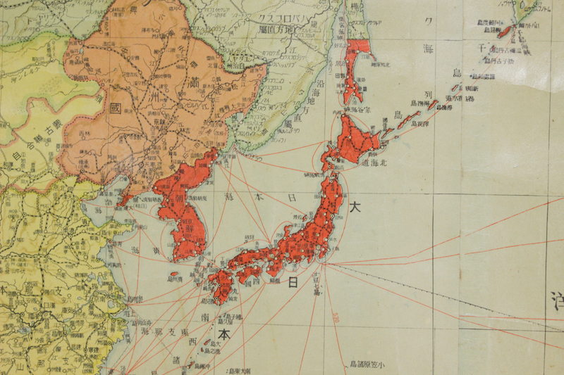 レトロ 大型 世界地図 マップ スクリーン ポスター ヴィンテージ ディスプレイ 学校教材 誠文堂新光社/昭和アンティーク装飾什器/JCT24133_画像7