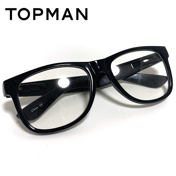 送料無料 トップマン TOPMAN トップショップ TOPSHOP ウェリントン 伊達メガネ シンプル 眼鏡 ブラック フリーサイズ アイウェア_画像1