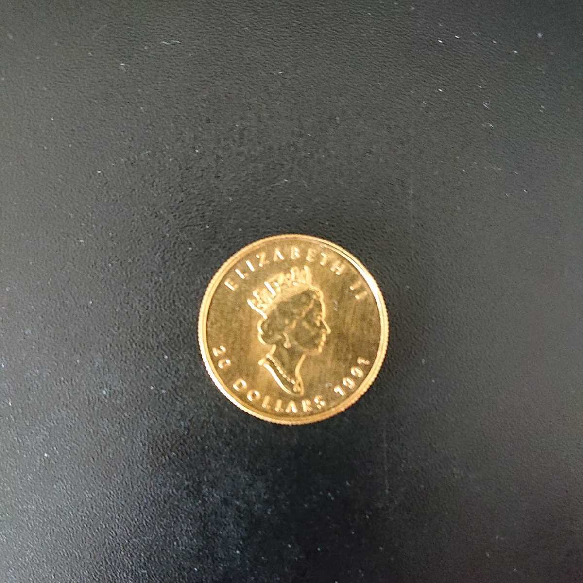 詰替え 1991年メープルリーフ 1/2オンス 20ドル 金貨 ペンダントトップ