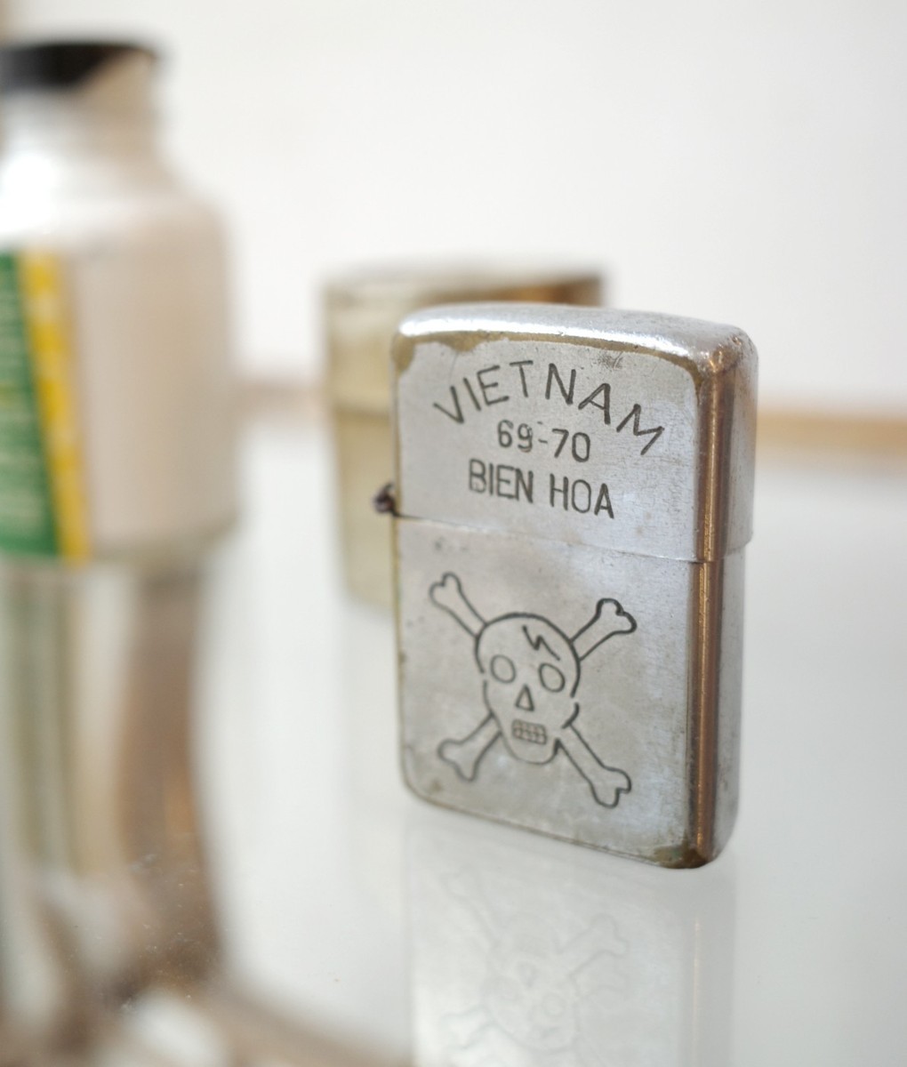 ○1969年当時物ベトナムZIPPO ライター スカル彫り bien hoa 古道具のgplus広島2109ｋ