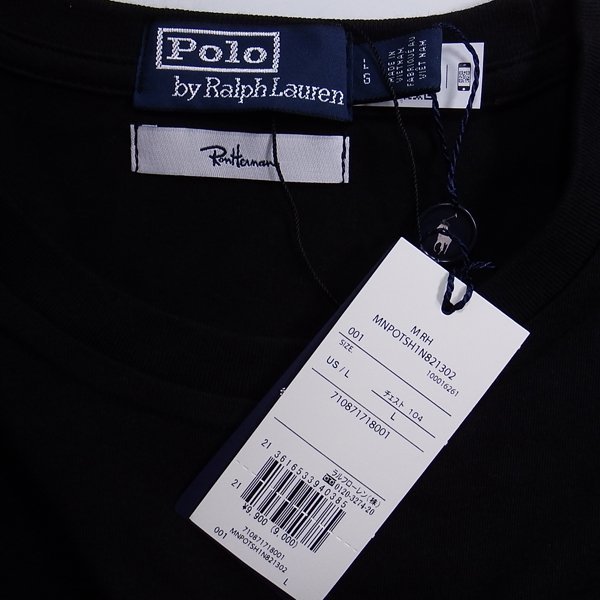 未使用品 Ron Herman × Polo by Ralph Lauren T-SHIRT BLACK L ロンハーマン ラルフローレン Tシャツ ブラック_画像3
