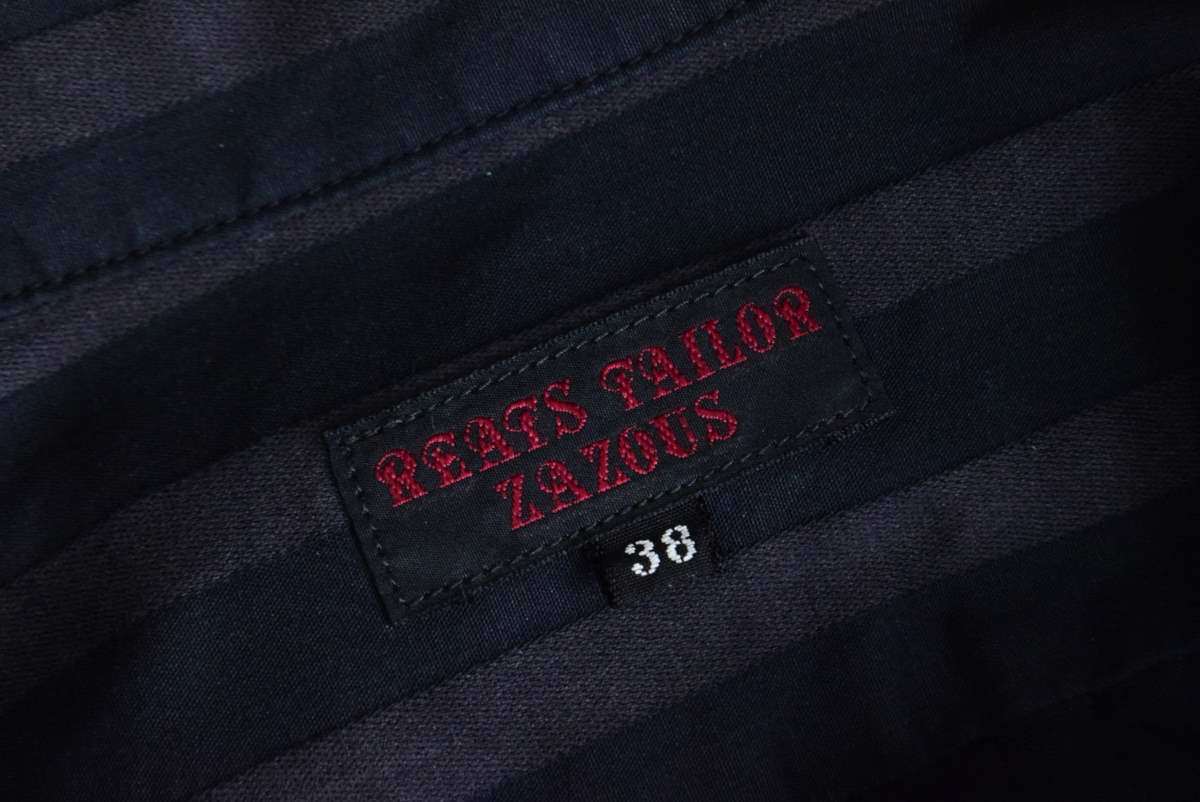 REATS TAILOR ZAZOUS コットン ストライプ シャツ 38 ブラック リーツテイラーザズー KL4C2L350_画像6
